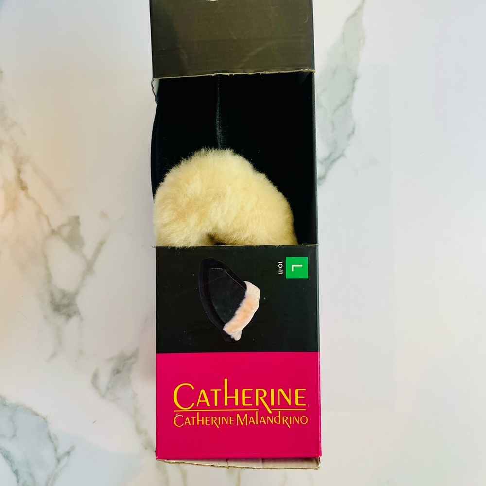 Catherine Malandrino Shearling Lined Genuine Suede Slippers Sz 9-11 Large NWB - Picture 2 of 12